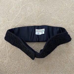 Vtg Black Beaded Belt Size Medium Formal Evening 30”W Floral Motif Adjustable